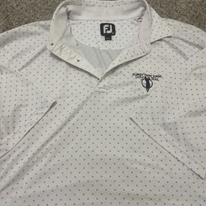 FOOTJOY Men's Golf Polo Shirt Robert Trent Jones Logo White/ Diamond Patterns XL